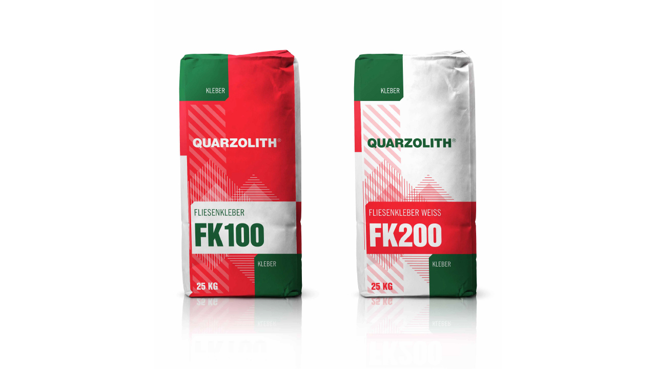 Quarzolith Packungsdesign für die Sackware: FK100 und FK200 von vorne.